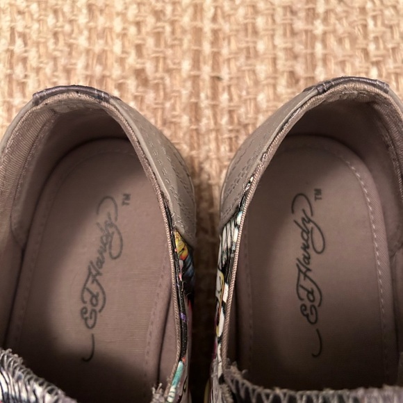 Ed Hardy Colorful Tattoo Slip On Sneakers Women Sz 5 Shoes Low Tops Y2K Grunge - Picture 7 of 10